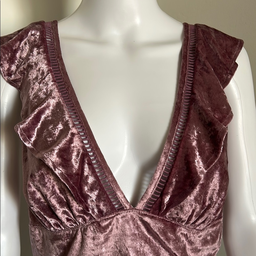 Free People, Women’s Size Large Lilac Velvet Lillian Lace Up Tank - Picture 3 of 10